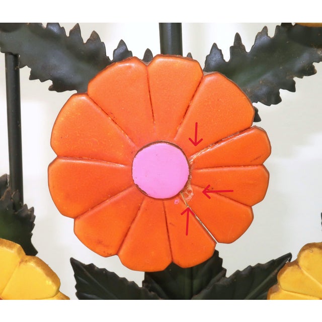 Mod Metal Tole Flower Candle Holder Candelabra, 1960's For Sale - Image 12 of 14