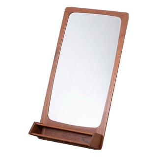 Teak Wall Mirror with Shelf, Denmark, 1960s For Sale