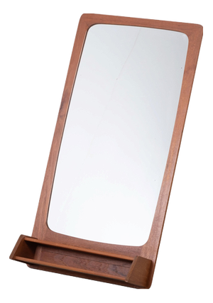 Teak Wall Mirror with Shelf, Denmark, 1960s