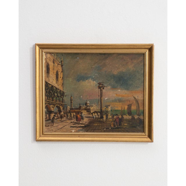 Early 20th Century Italy Amber Canvas Painting For Sale - Image 14 of 15