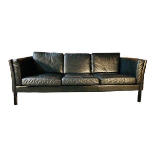 Mid-Century Danish 3-Seater Black Leather Sofa from Mogens Hansen For Sale