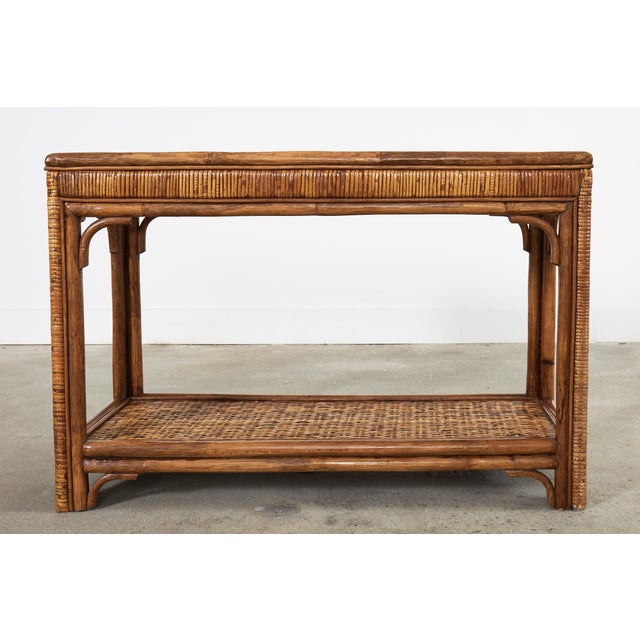 Midcentury Organic Modern Style Bamboo Rattan Console Table | Chairish