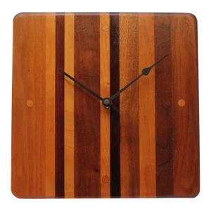 Mid-Century Modern Mixed Wood Wall Clock