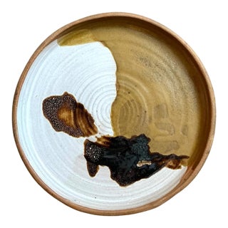 Vintage Abstract Glazed Ceramic Plate For Sale