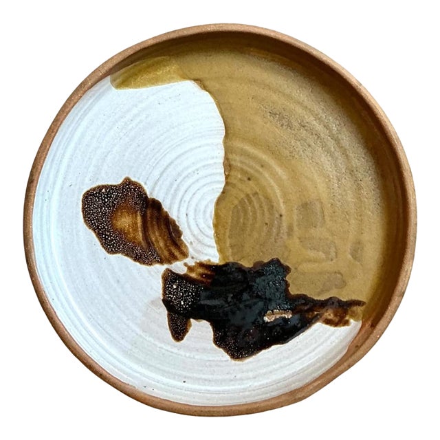 Vintage Abstract Glazed Ceramic Plate For Sale