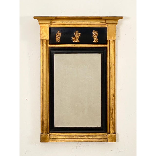 Regency Era Pier Mirror With Gilt and Ebonized Wood Frame (H 27 X W 18 3/4) For Sale - Image 9 of 10