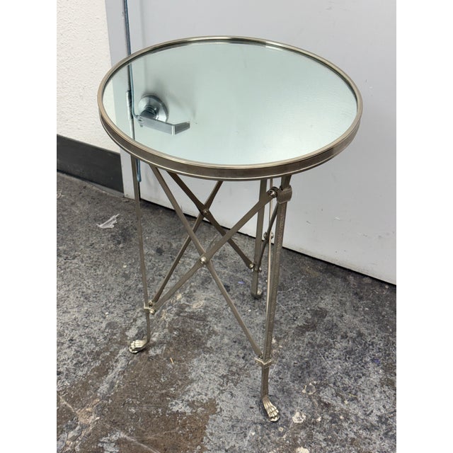 Global Views Global Views Directoire Nickel Finish + Mirror Top Side Table For Sale - Image 4 of 12