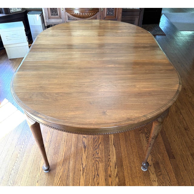 Antique Walnut Dining Room Table, Queen Anne Style, 8 Leaves For Sale - Image 13 of 17