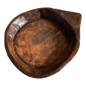 Vintage Wooden Indian Attributed Chapati Bowl - Large Patinated Wood Bowl