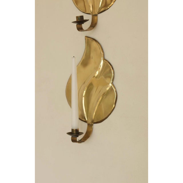 Gold Mid-Century Modern Swedish Brass Sconces, Set of 2 For Sale - Image 8 of 18