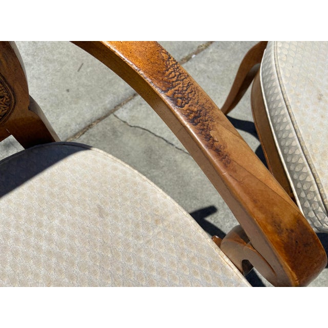 1990s American of Martinsville Campaign Light Wood & Cane Dining Chairs For Sale - Image 12 of 12