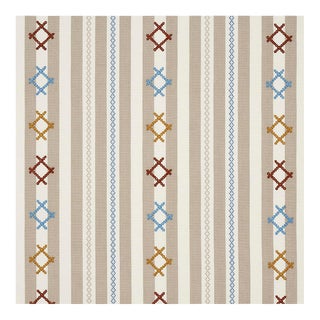 Sample - Schumacher Rhodes Stripe Fabric in Neutral For Sale