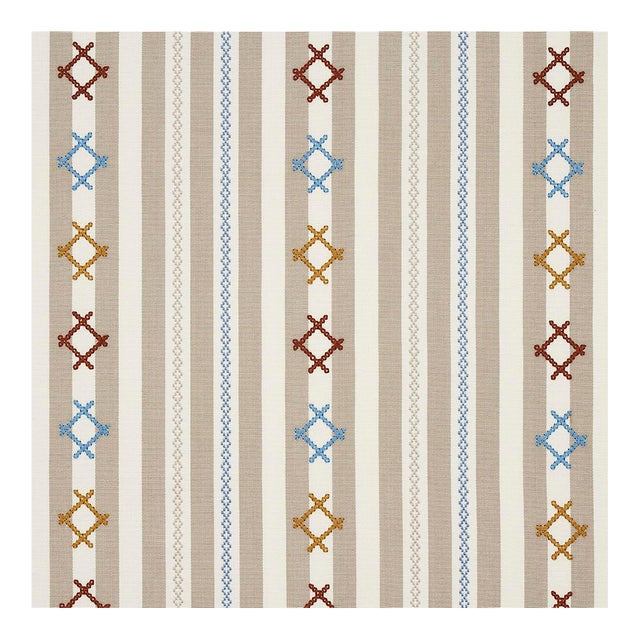Sample - Schumacher Rhodes Stripe Fabric in Neutral For Sale