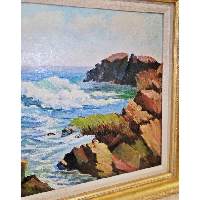 Seascape OIl Painting by Elizabeth Jewell C. 1937 For Sale - Image 4 of 8