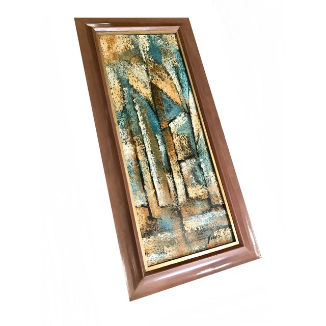 1950s Original Signed 1950s Mid Century Abstract Expressionist Painting, Framed For Sale - Image 5 of 10