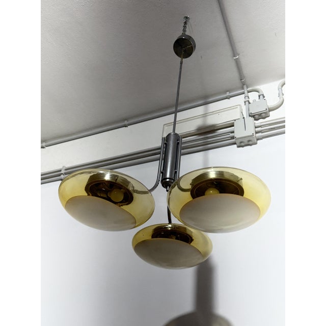 Three-Light Chandelier with Murano Glass Diffusers, Italy, 1970 For Sale - Image 9 of 13