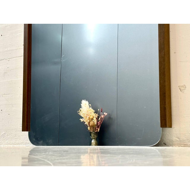 Minimalist Wall Mirror with Wooden Frame, 1970s For Sale - Image 11 of 12