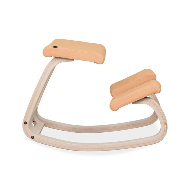 Varier Variable Kneeling Chair Stool in Ash and Natural Fabric by Peter Opsvik For Sale - Image 10 of 13