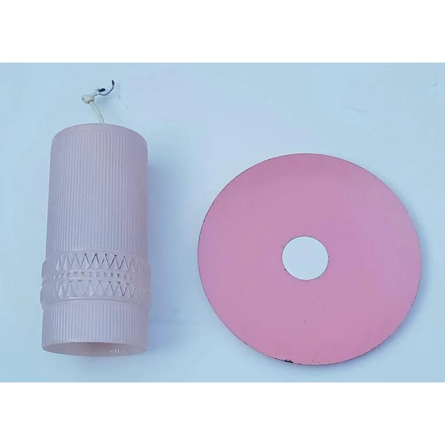 Mid-Century Modern Mid-Century Rosa Glass Ceiling Lamp with Metal Screen For Sale - Image 3 of 4