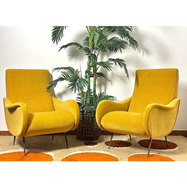 Pair of "lady" armchairs from the 50s. Design attributed to marco zanuso, a masterpiece of made in italy, lady was awarded...