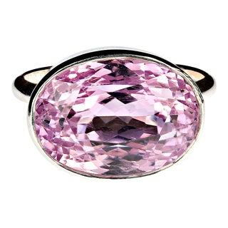 AJD Precious Pink Kunzite in Sterling Silver Bezel Setting Size 8 For Sale
