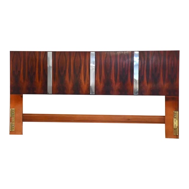1970s Rosewood and Chrome King Headboard For Sale