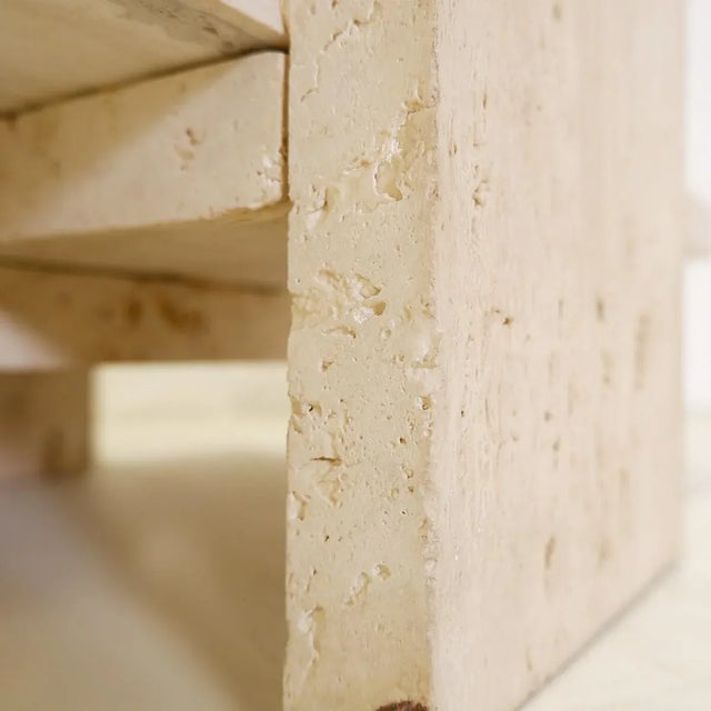 Glass Glass and Travertine Coffee Table from Willy Ballez, 1970s For Sale - Image 7 of 13