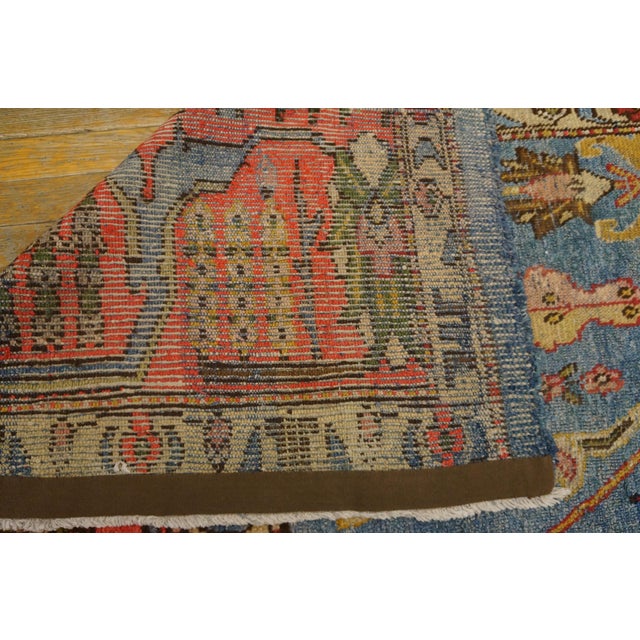 1880s Teal Blue Geometric Antique Central Asian Silk Khotan "Kashgar" Rug 9' X 13' Handknotted Wool Carpet For Sale - Image 13 of 13