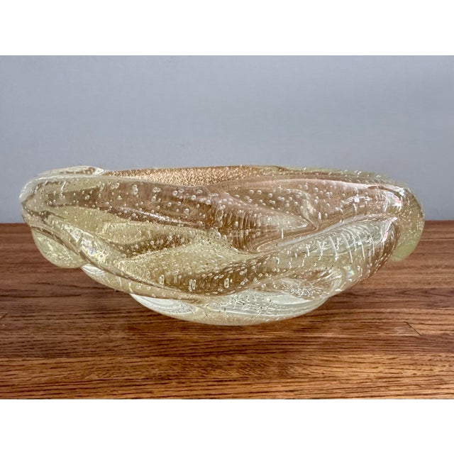 Beautiful, 1960s Italian (Murano) glass bowl with gold flecking and controlled bubbles by Archimede Seguso. Excellent...