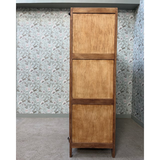 Wood Parisian Wardrobe with Sliding Doors and Hanging Rail, 1950s For Sale - Image 7 of 16