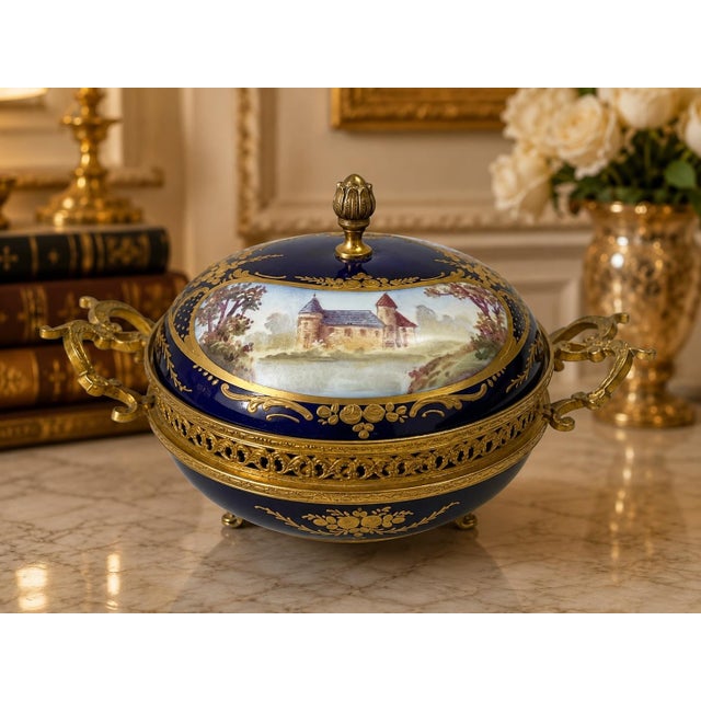 Early 20c French Sevres Louis XVI Blue Porcelain Bowl For Sale - Image 14 of 17