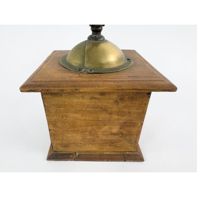 Antique French Peugeot Frères Wooden Coffee Grinder With Brass Hopper – Early 20th Century For Sale - Image 9 of 12