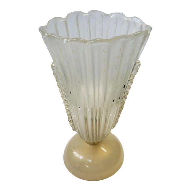 Vintage Italian Murano Table Lamp With Gold Flecks, C. 1970's For Sale