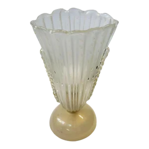 Vintage Italian Murano Table Lamp With Gold Flecks, C. 1970's