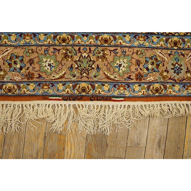 1940s Ivory Medallion Antique Persian Isfahan Rug Silk Highlights 3'8" X 5'5" Knotted Pile Carpet For Sale - Image 9 of 18