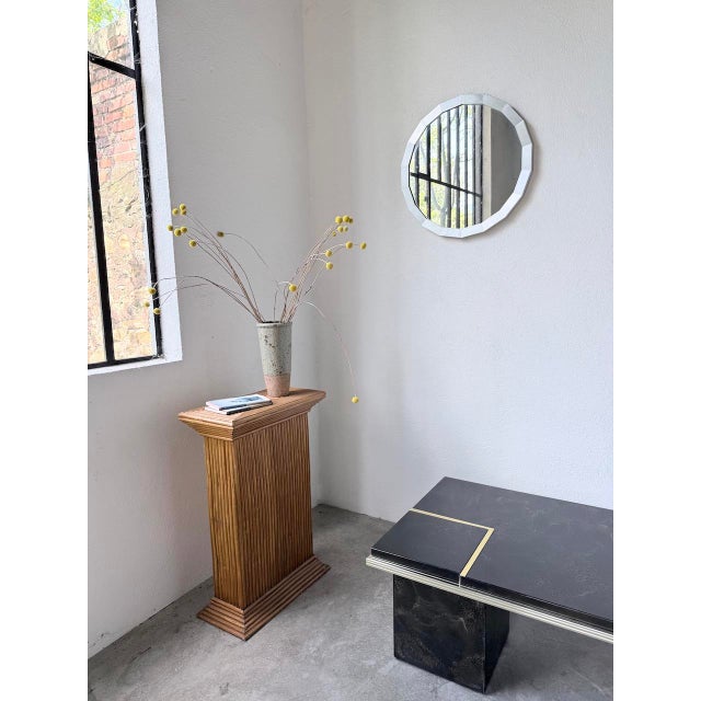 Silver Hexagonal Brushed Metal Mirror, 1970s For Sale - Image 8 of 18