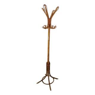Bamboo and Wicker Coat Stand, Italy, 1950s For Sale
