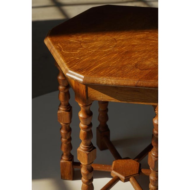 Mid-Century Modern Danish Hexagon Side Table in Oak with Turned Legs, 1950s For Sale - Image 13 of 18