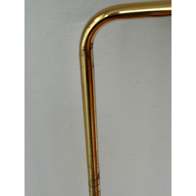 Mid-Century Modern Late 20th Century Hollywood Regency Polished Brass Adjustable Height Pharmacy Floor Lamp With Hooded Shade For Sale - Image 3 of 12
