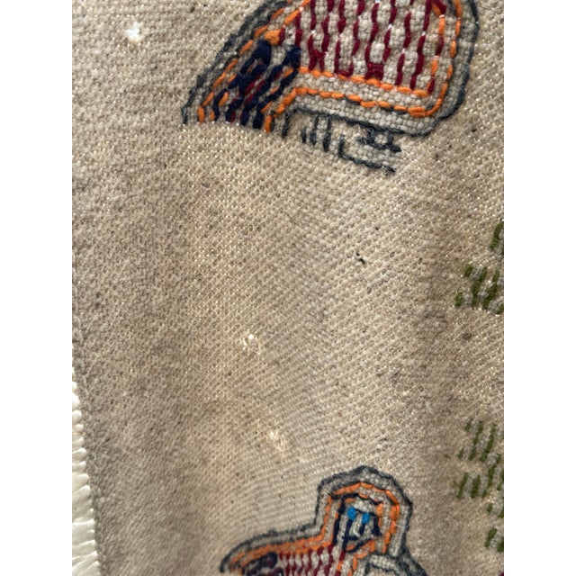 Vintage Hand-Embroidered Folk Textile or Thin Rug – Large Eastern European Tapestry With Birds & Floral Motifs (79” X 104”) For Sale In Boise - Image 6 of 10