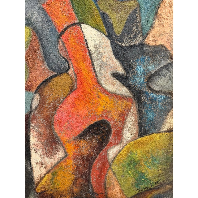 Vintage Mid Century Original Abstract Painting on Board For Sale In Austin - Image 6 of 12