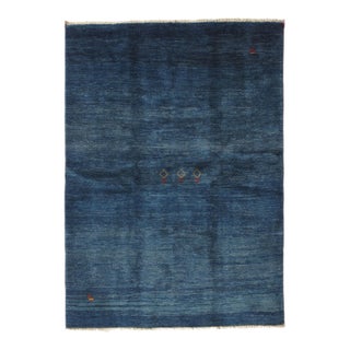 1980s Hand-Knotted Persian Gabbeh Rug 4'8" X 6'6" For Sale