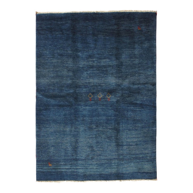 1980s Hand-Knotted Persian Gabbeh Rug 4'8" X 6'6" For Sale