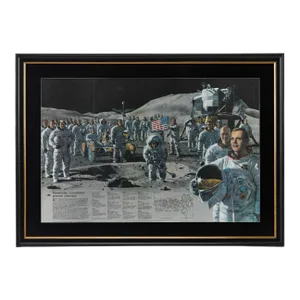 "Teammates in Mankind's Greatest Adventure" Apollo Crew National Geographic Poster, Signed by Gene Cernan, Dave Scott, Ron Evans, Tom Stafford, 1973