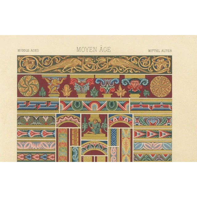 After Racinet, Middle Ages Decorative Ornament Rich Romanesque Borders & Motifs, 1869, Print For Sale - Image 4 of 10