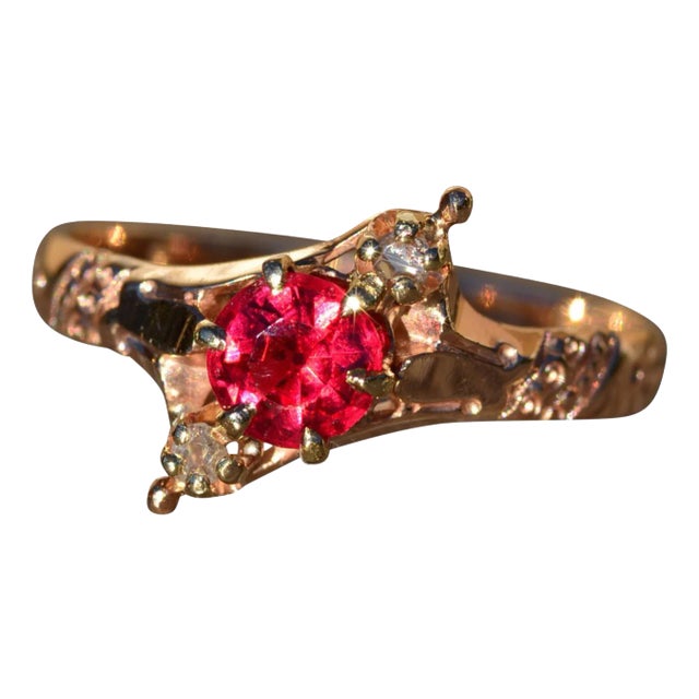 The Sauganash: Ladies Rose Gold Victorian Ring set with Doublet and Rose Cut Diamonds For Sale