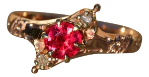 The Sauganash: Ladies Rose Gold Victorian Ring set with Doublet and Rose Cut Diamonds