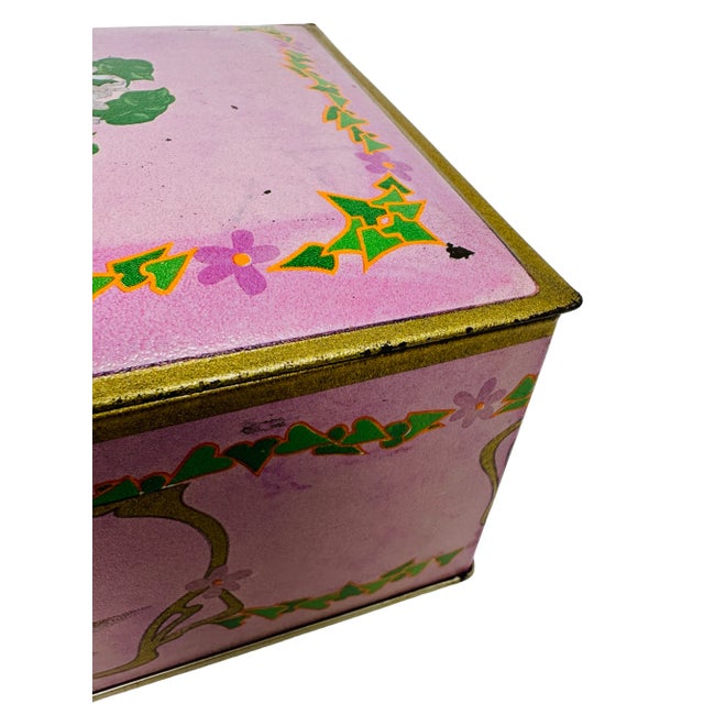 Pink Vintage Louis Sherry New York Metal Candy Box 2 Lb. For Sale - Image 8 of 11