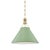 Transitional Hudson Valley Lighting Mark D. Sikes Painted No.2 1-Light Large Pendant, Aged Brass/Leaf Green Combo For Sale - Image 3 of 3