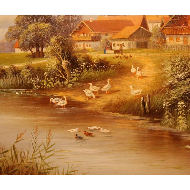 Josef Hofbauer II, Village Idyll, 20th Century, Oil on Wood, Framed For Sale - Image 4 of 8